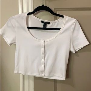 white button up crop top